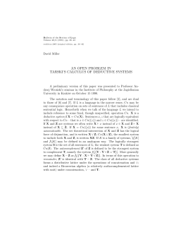 an open problem in tarski`s calculus of deductive systems