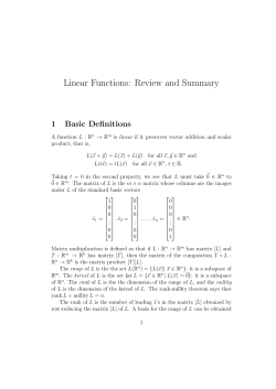 Linear Functions: Review and Summary