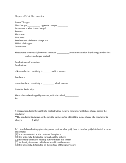 Chapters 15-16: Electrostatics Law of Charges: Like charges