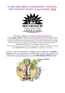 Deadlines and General Guidelines for SCIENCE FESTIVAL