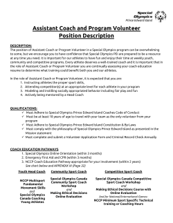 Assistant Coach and Program Volunteer Position Description