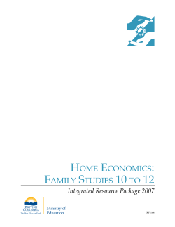 Home Economics: Family Studies 10 to 12 IRP (2007)