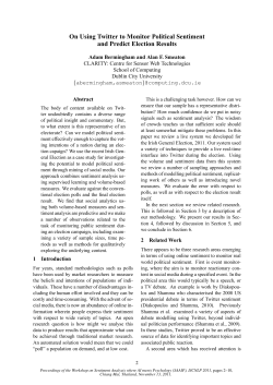 On Using Twitter to Monitor Political Sentiment and Predict Election