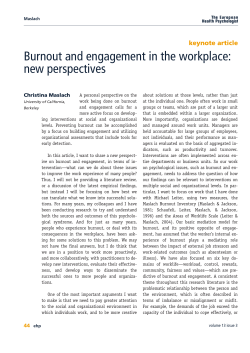 Burnout and engagement in the workplace: new perspectives