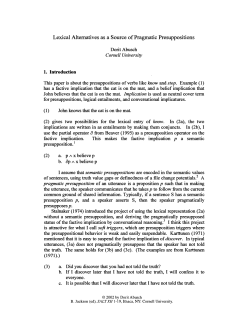 Lexical Alternatives as a Source of Pragmatic Presuppositions