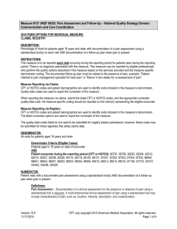 PQRS #131 NQF #0420: Pain Assessment and Follow-Up