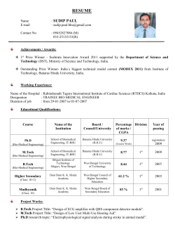 CV of Sudip Paul - IIT BHU Global Alumni Association