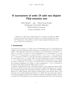 A tournament of order 24 with two disjoint TEQ - DSS