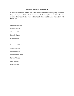 BOARD OF DIRECTORS NOMINATION Pursuant of the Bylaws and