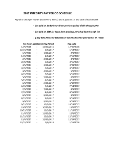 2017 INTEGRITY PAY PERIOD SCHEDULE