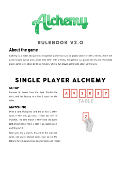 SINGLE PLAYER ALCHEMY