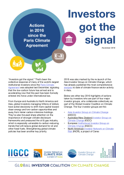 Investors got the signal - Investor Group on Climate Change
