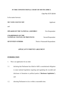 MVC`s Heads of Argument for Constitutional Court