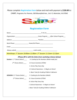 Summer Camp Conference Registration Form