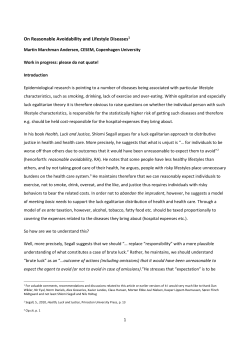 On Reasonable Avoidability and Lifestyle Diseases