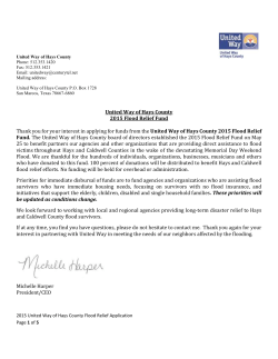 United Way of Hays County PO Box 1728 San Marcos, Texas 78667