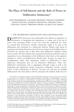 The Place of Self-Interest and the Role of Power in Deliberative