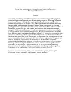 Startup Firm Acquisitions as a Human Resource Strategy for