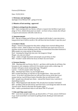 Furness JCR Minutes Date: 19/03/2014 1. Welcome and Apologies