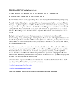 SCREADY and SC PASS Testing Information