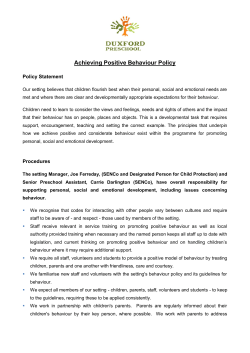 Achieving Positive Behaviour Policy