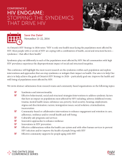 HIV ENDGAME: STOPPING THE SYNDEMICS THAT DRIVE HIV