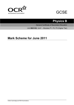 Physics B Mark Scheme for June 2011
