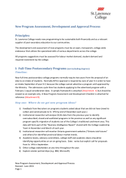New Program Assessment, Development and Approval Process