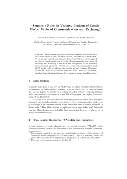 Semantic Roles in Valency Lexicon of Czech Verbs: Verbs of