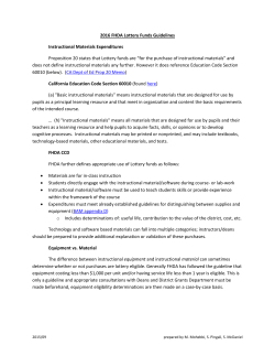 2016 FHDA Lottery Funds Guidelines Instructional Materials