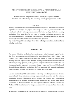 THE STUDY OF ISOLATING MECHANISMS AS FIRM`S