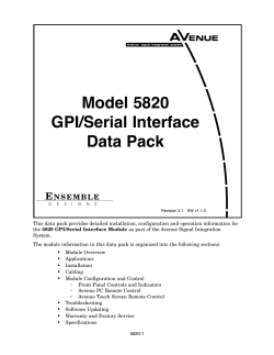 Model 5820 GPI/Serial Interface Data Pack