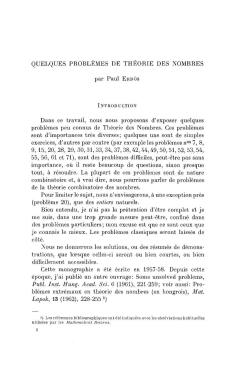 QUELQUES PROBL&Egrave;MES DE TH&Eacute;ORIE DES NOMBRES par Paul