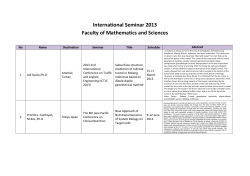 International Seminar 2013 Faculty of Mathematics and