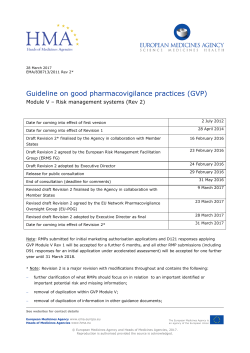 Guideline on good pharmacovigilance practices (GVP) Module V
