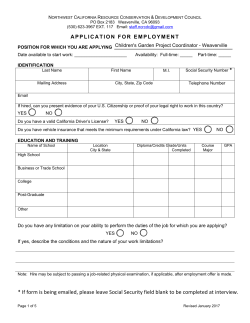 If form is being emailed, please leave Social Security field blank to