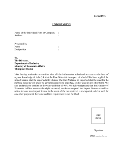Form RMU UNDERTAKING Name of the Individual/Firm or Company
