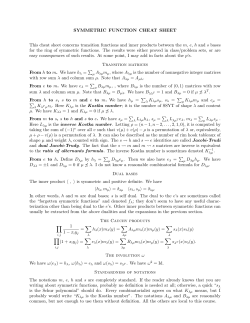 SYMMETRIC FUNCTION CHEAT SHEET This cheat sheet concerns