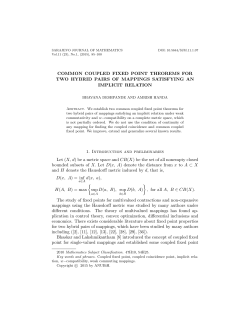 COMMON COUPLED FIXED POINT THEOREMS FOR