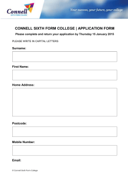 CONNELL SIXTH FORM COLLEGE | APPLICATION FORM Please