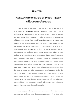 chapter - i role and importance of price theory in