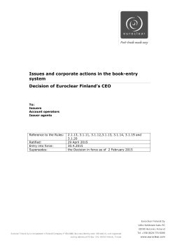 Issues and Corporate Actions in the book-entry system
