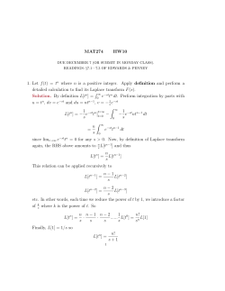 MAT274 HW10 1. Let f(t) = t n where n is a positive integer. Apply