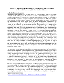 One-Way Mirrors in Online Dating