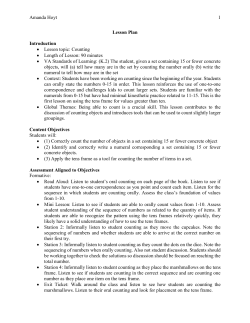 Amanda Hoyt Lesson Plan Introduction Lesson topic: Counting