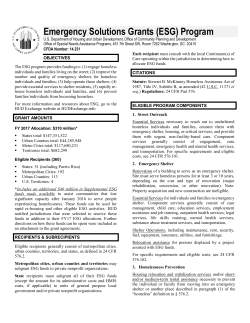 Emergency Solutions Grants Program Fact Sheet