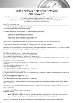 HOLDEN SCRAMBLE OPERATIONS MANUAL 2016 SUMMARY