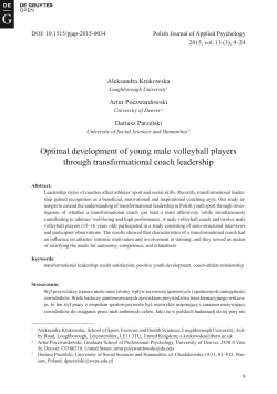 Optimal development of young male volleyball players through