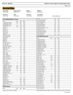 May 2015 - Prices subject to change without notice. Price List