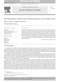 The entrepreneur`s mode of entry: Business takeover or new venture